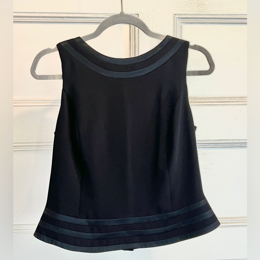 Silky Formal Black Sleeveless Cropped Top with Button-Up Back